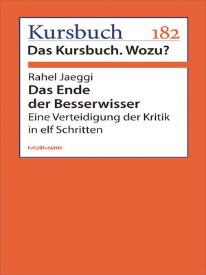 cover image of Das Ende der Besserwisser